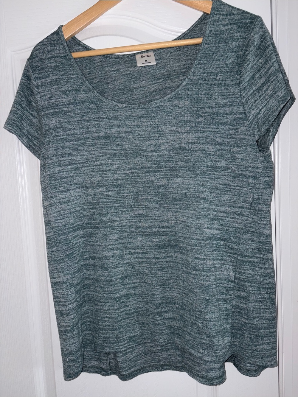 Soma Heathered Teal Short Sleeve Scoop Neck Top